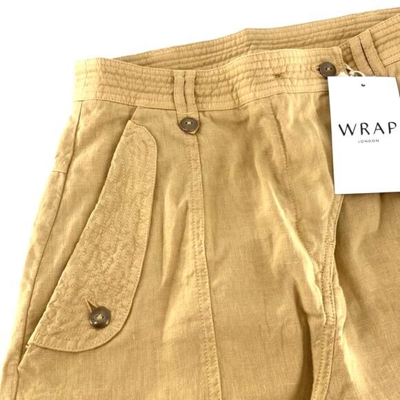 Wrap London Women's Golden Sand High-waisted Flap-pocket Shorts Size 4 - Picture 16 of 16